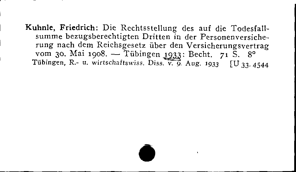 [Katalogkarte Dissertationenkatalog bis 1980]