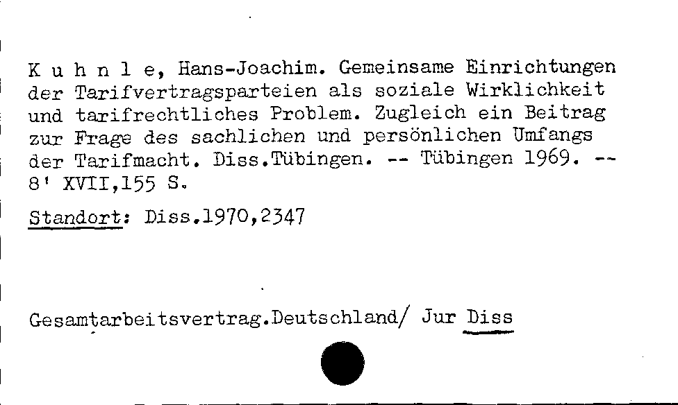 [Katalogkarte Dissertationenkatalog bis 1980]