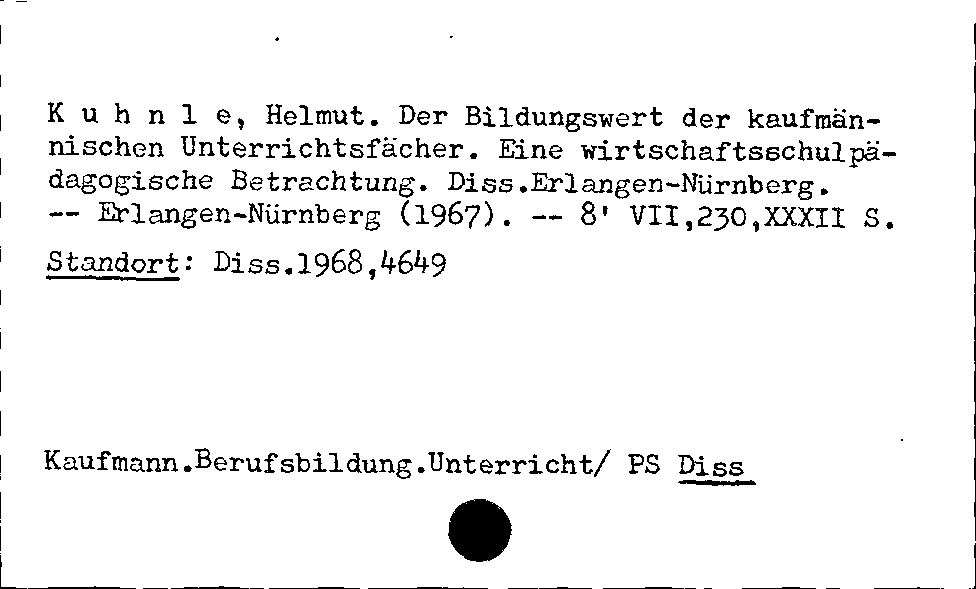 [Katalogkarte Dissertationenkatalog bis 1980]