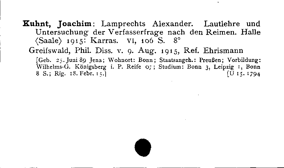 [Katalogkarte Dissertationenkatalog bis 1980]