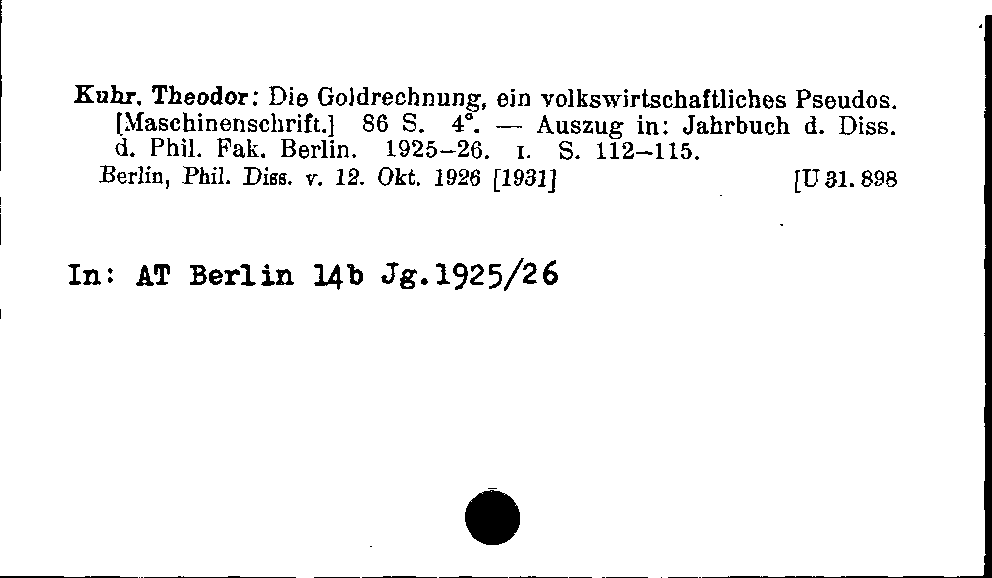 [Katalogkarte Dissertationenkatalog bis 1980]