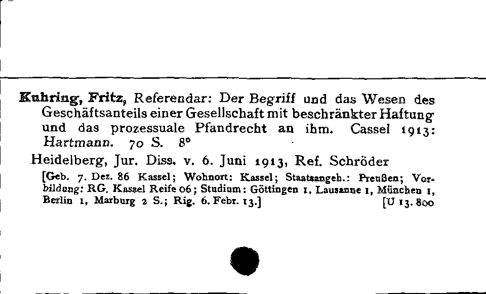 [Katalogkarte Dissertationenkatalog bis 1980]