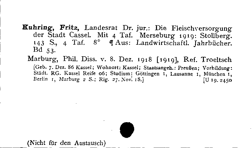 [Katalogkarte Dissertationenkatalog bis 1980]