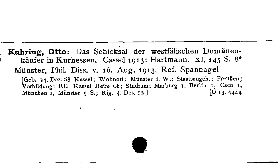 [Katalogkarte Dissertationenkatalog bis 1980]