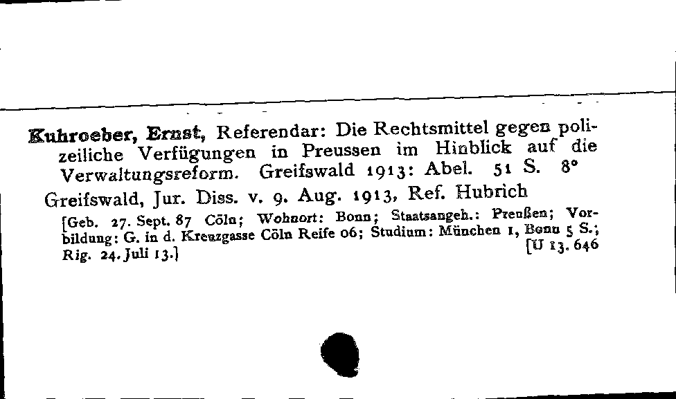 [Katalogkarte Dissertationenkatalog bis 1980]