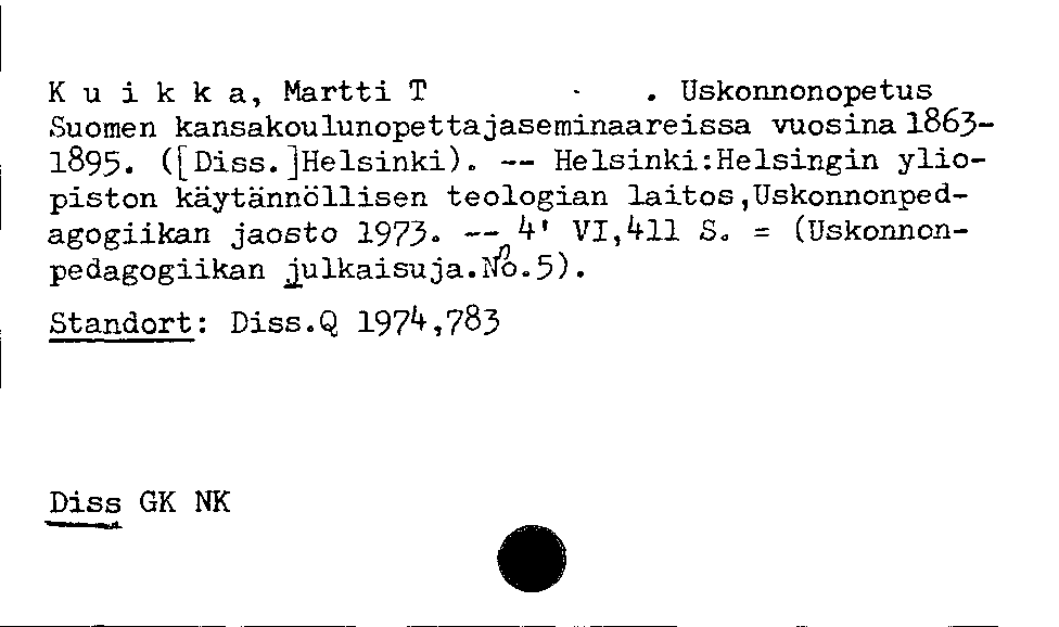 [Katalogkarte Dissertationenkatalog bis 1980]