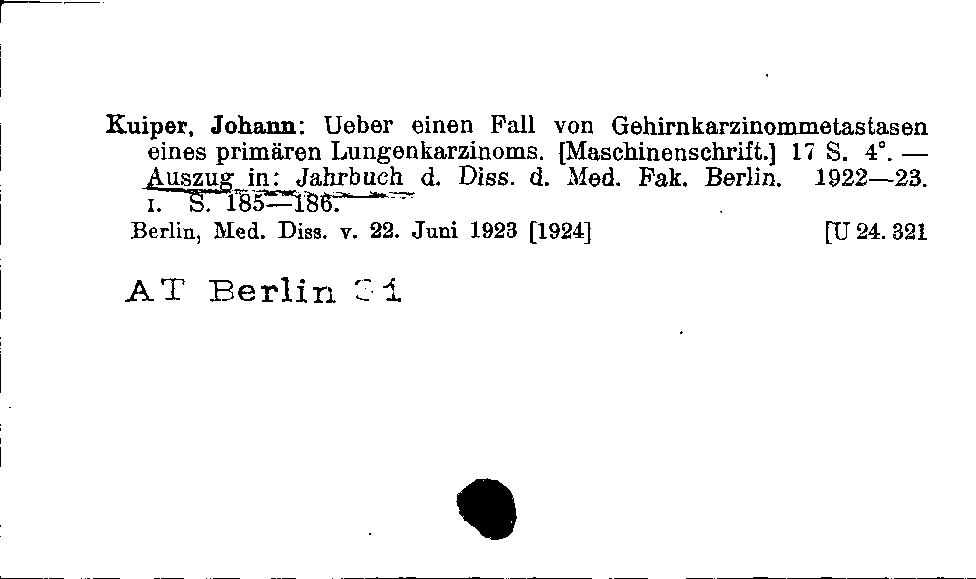 [Katalogkarte Dissertationenkatalog bis 1980]