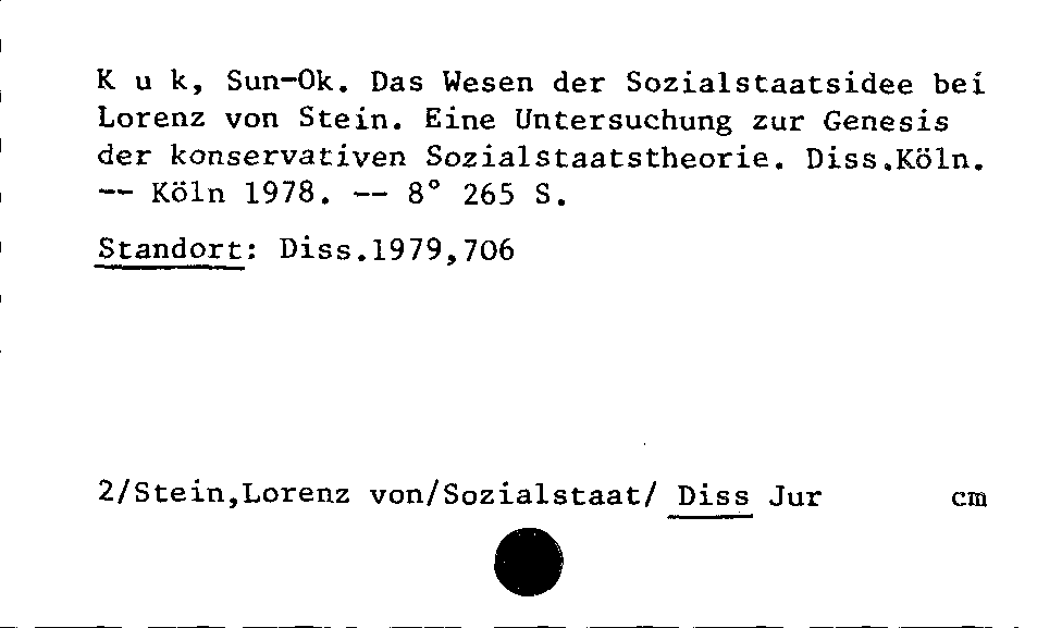 [Katalogkarte Dissertationenkatalog bis 1980]