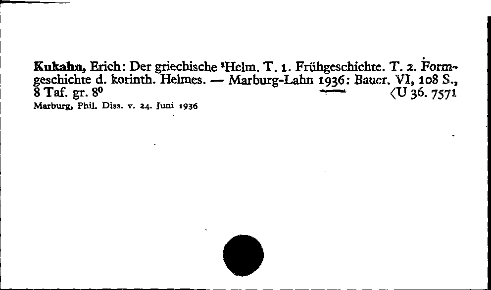 [Katalogkarte Dissertationenkatalog bis 1980]