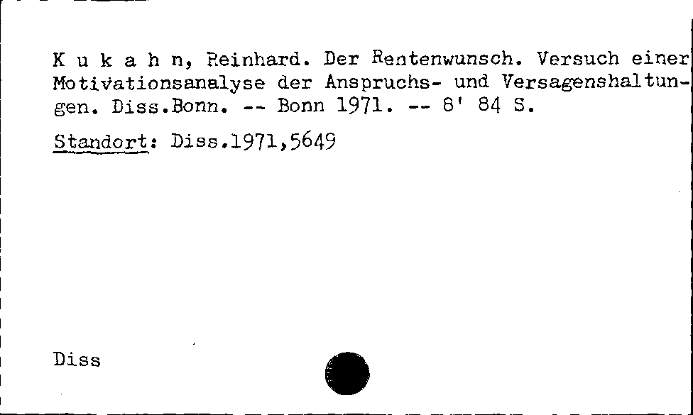 [Katalogkarte Dissertationenkatalog bis 1980]