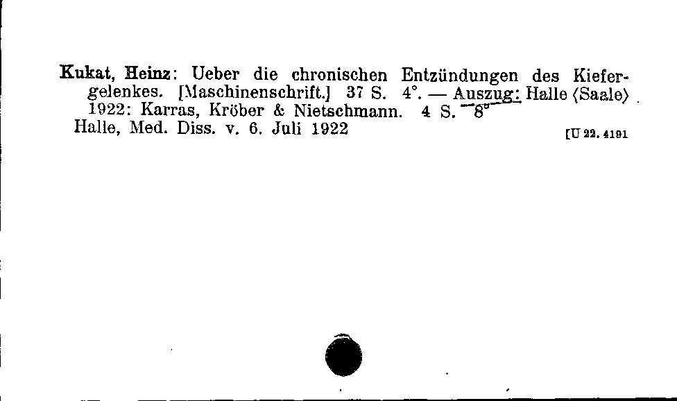 [Katalogkarte Dissertationenkatalog bis 1980]