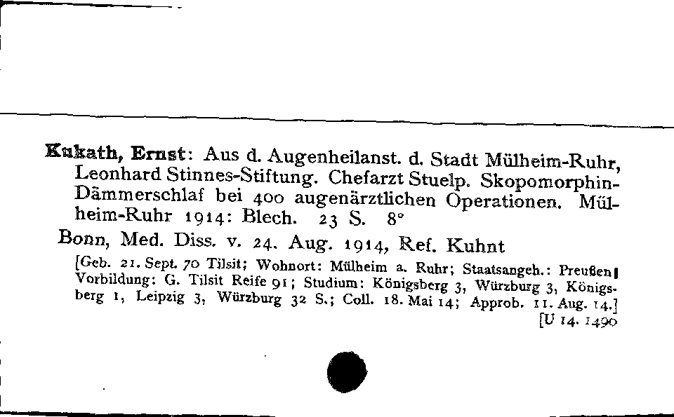 [Katalogkarte Dissertationenkatalog bis 1980]