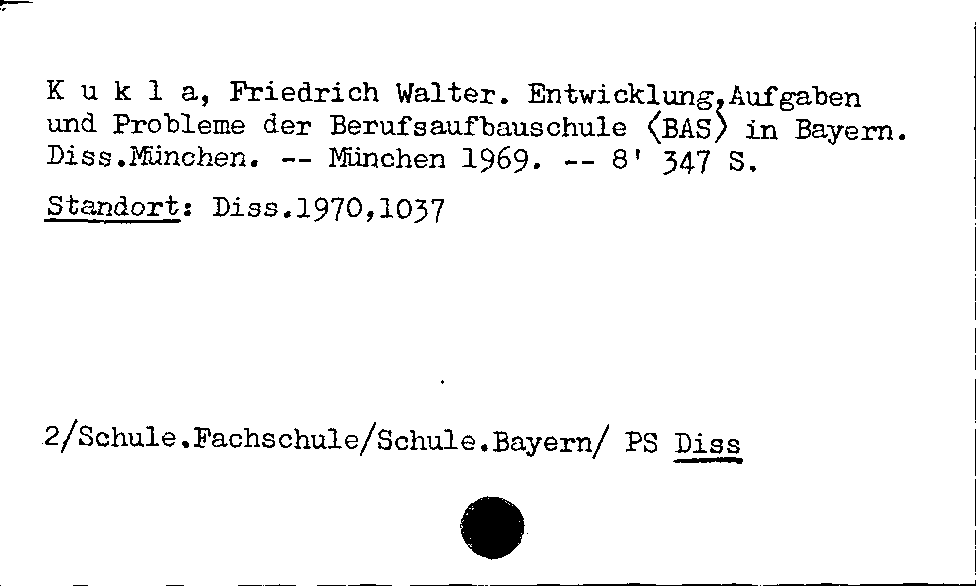 [Katalogkarte Dissertationenkatalog bis 1980]