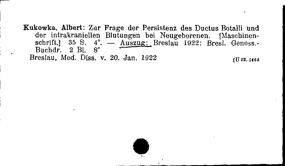 [Katalogkarte Dissertationenkatalog bis 1980]