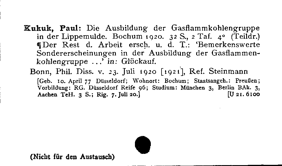 [Katalogkarte Dissertationenkatalog bis 1980]