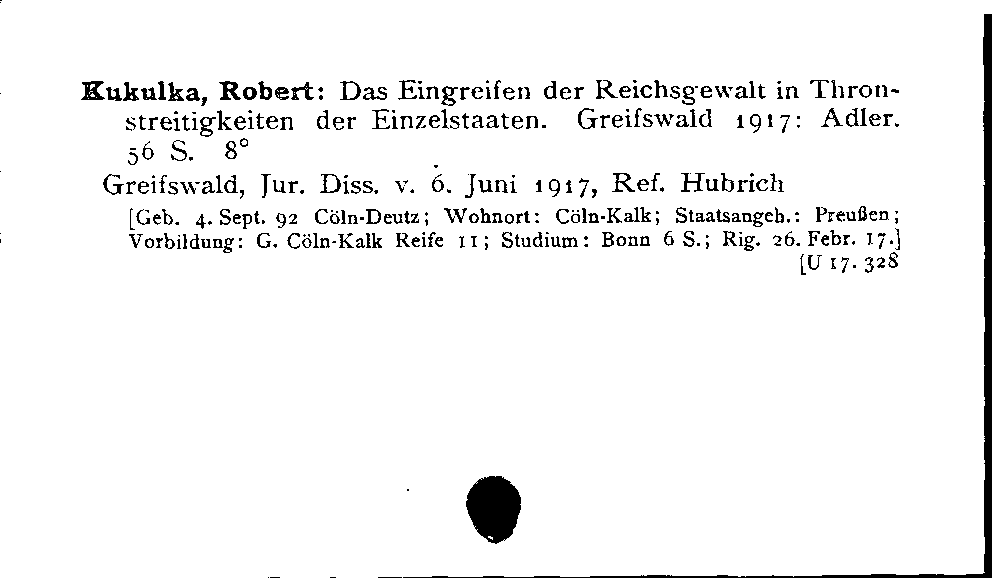 [Katalogkarte Dissertationenkatalog bis 1980]