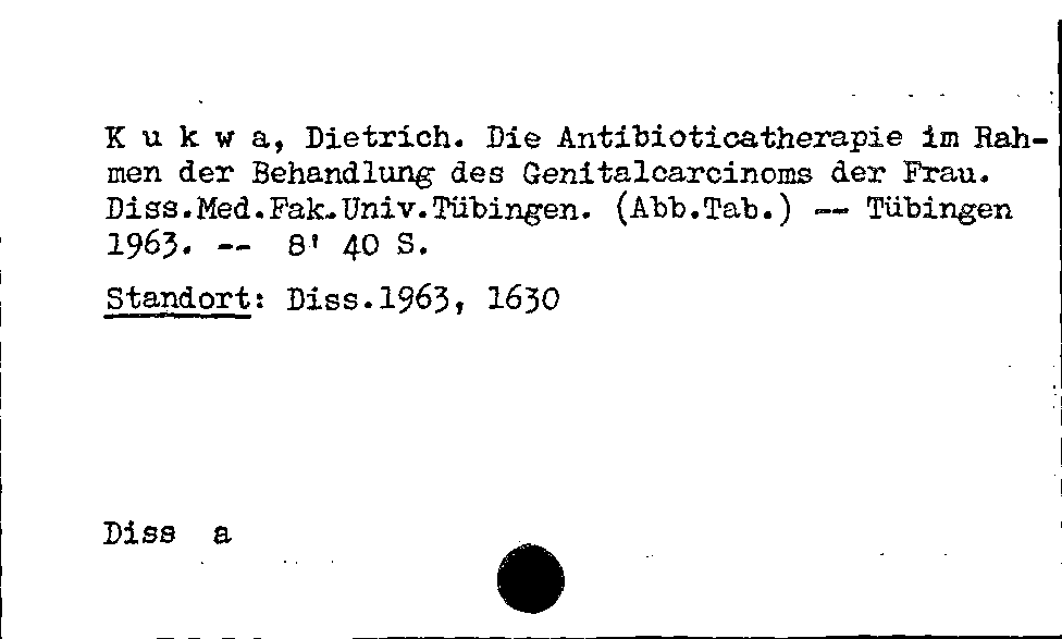 [Katalogkarte Dissertationenkatalog bis 1980]