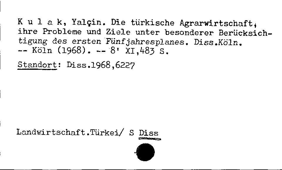 [Katalogkarte Dissertationenkatalog bis 1980]