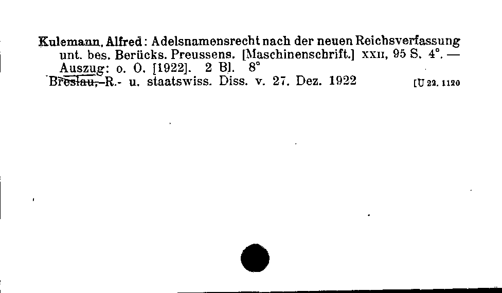 [Katalogkarte Dissertationenkatalog bis 1980]