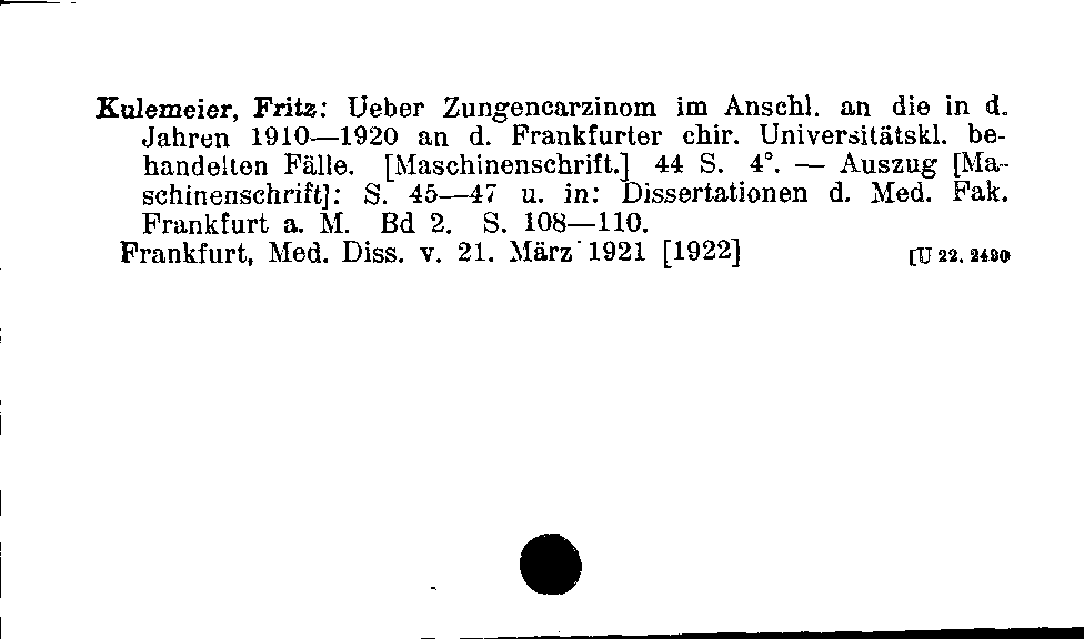 [Katalogkarte Dissertationenkatalog bis 1980]