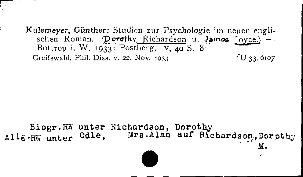 [Katalogkarte Dissertationenkatalog bis 1980]