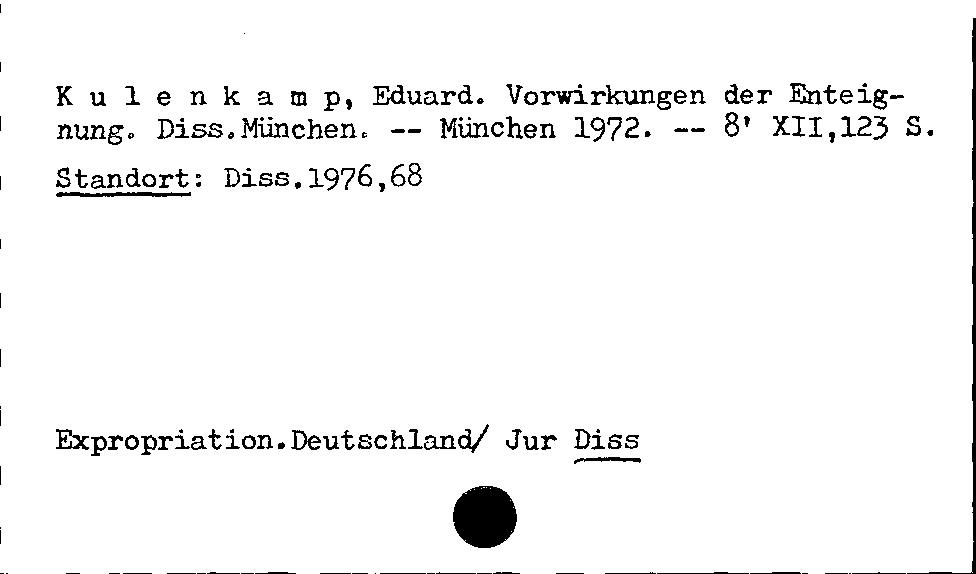 [Katalogkarte Dissertationenkatalog bis 1980]