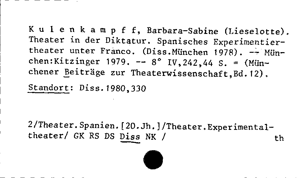 [Katalogkarte Dissertationenkatalog bis 1980]