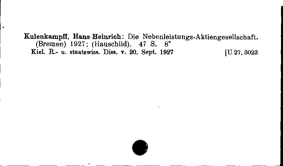 [Katalogkarte Dissertationenkatalog bis 1980]