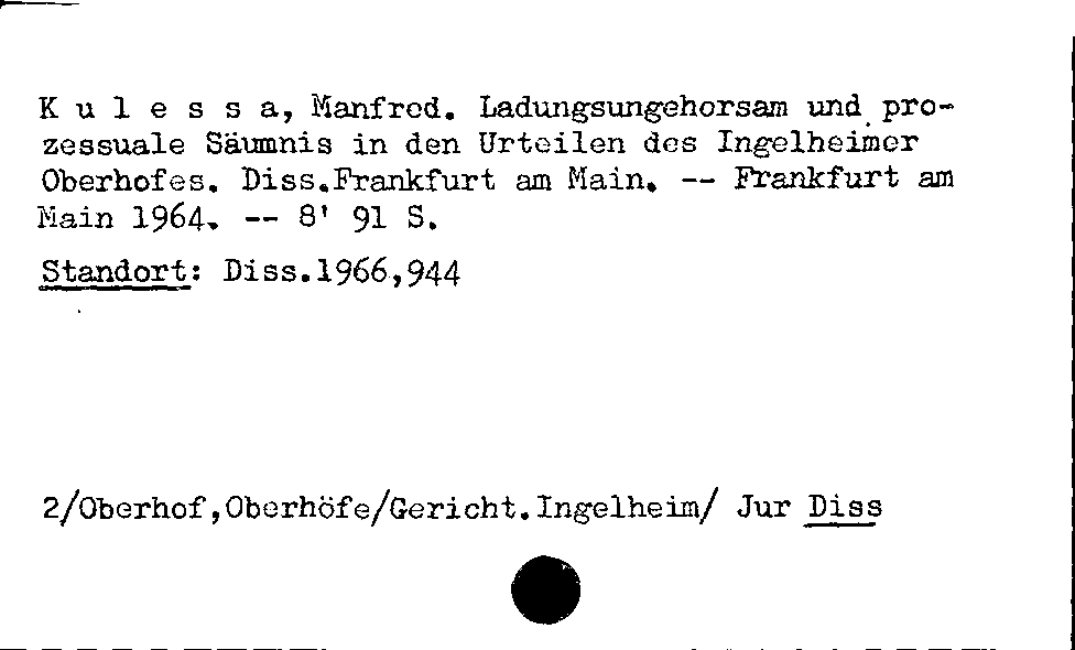 [Katalogkarte Dissertationenkatalog bis 1980]