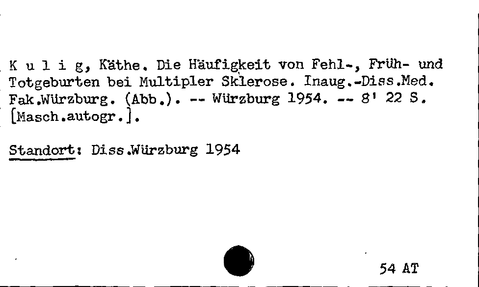 [Katalogkarte Dissertationenkatalog bis 1980]