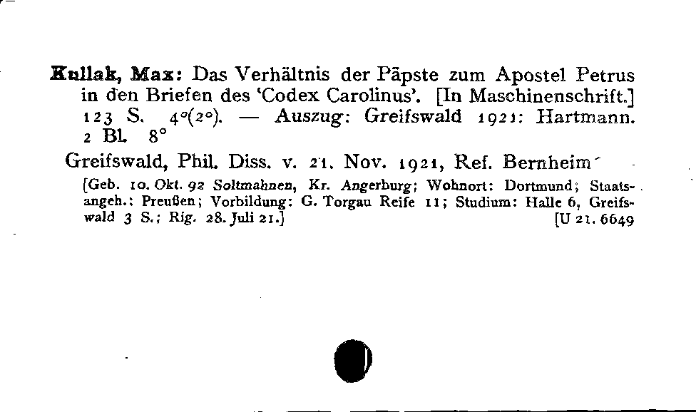 [Katalogkarte Dissertationenkatalog bis 1980]