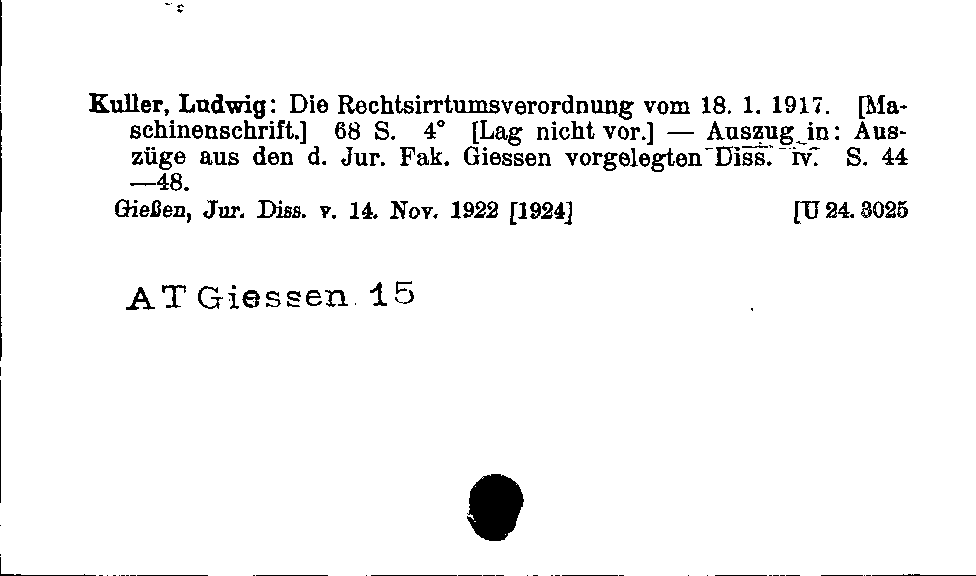 [Katalogkarte Dissertationenkatalog bis 1980]