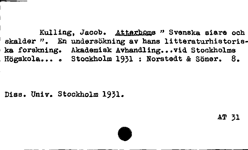 [Katalogkarte Dissertationenkatalog bis 1980]