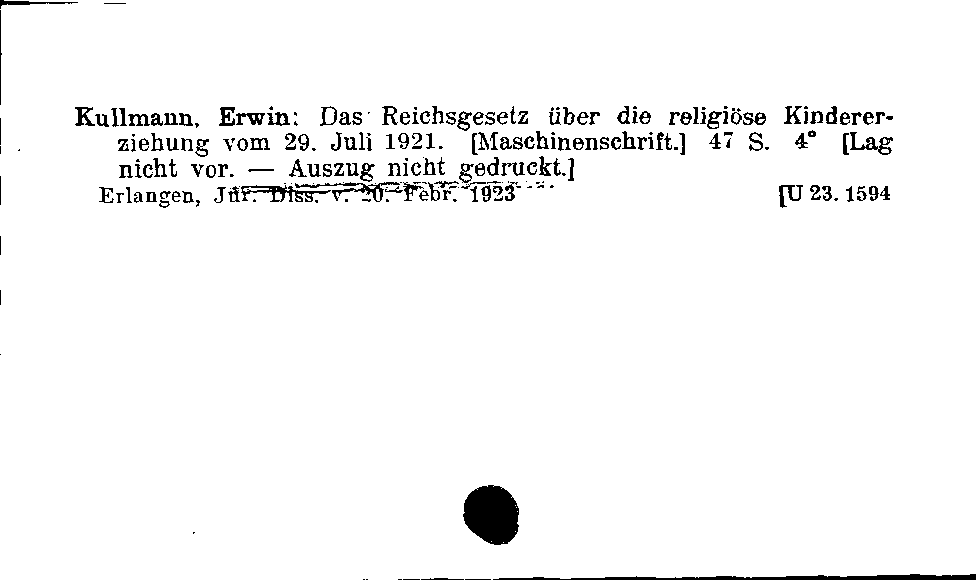 [Katalogkarte Dissertationenkatalog bis 1980]