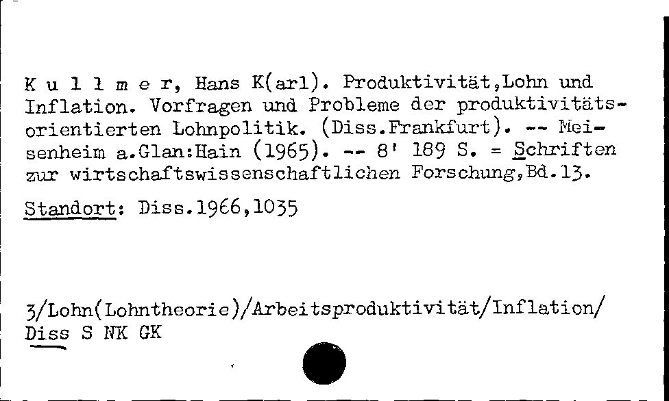 [Katalogkarte Dissertationenkatalog bis 1980]