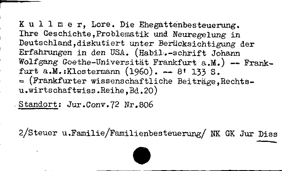 [Katalogkarte Dissertationenkatalog bis 1980]