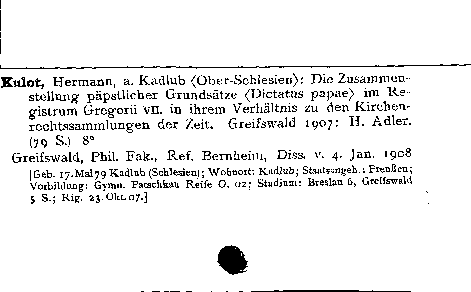 [Katalogkarte Dissertationenkatalog bis 1980]