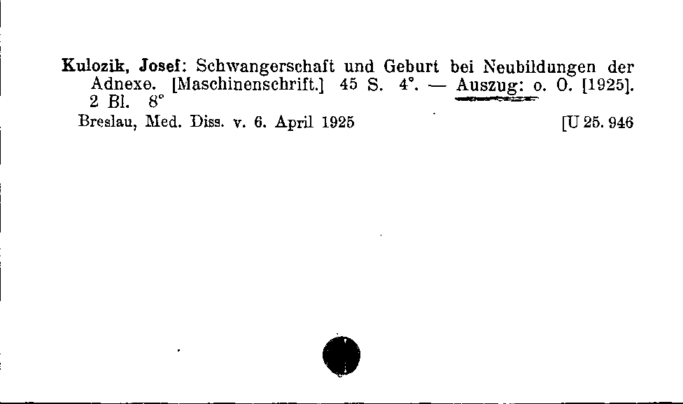 [Katalogkarte Dissertationenkatalog bis 1980]