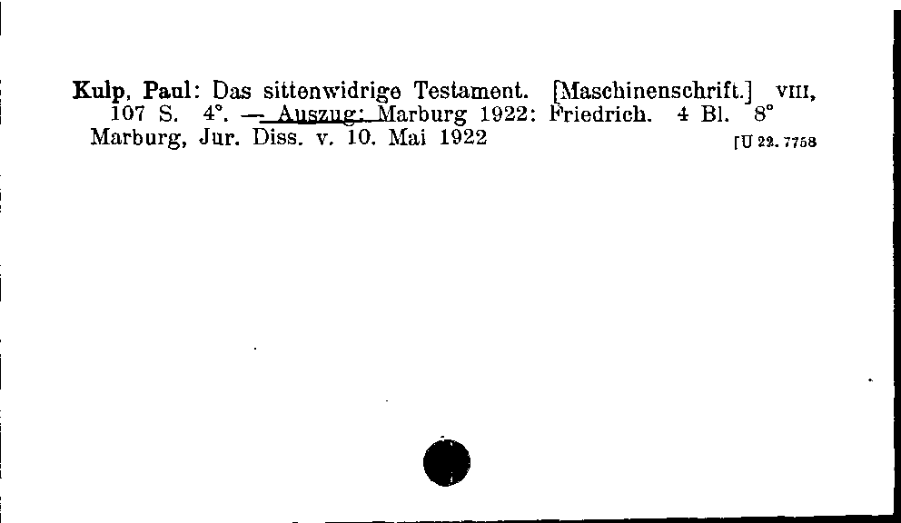 [Katalogkarte Dissertationenkatalog bis 1980]