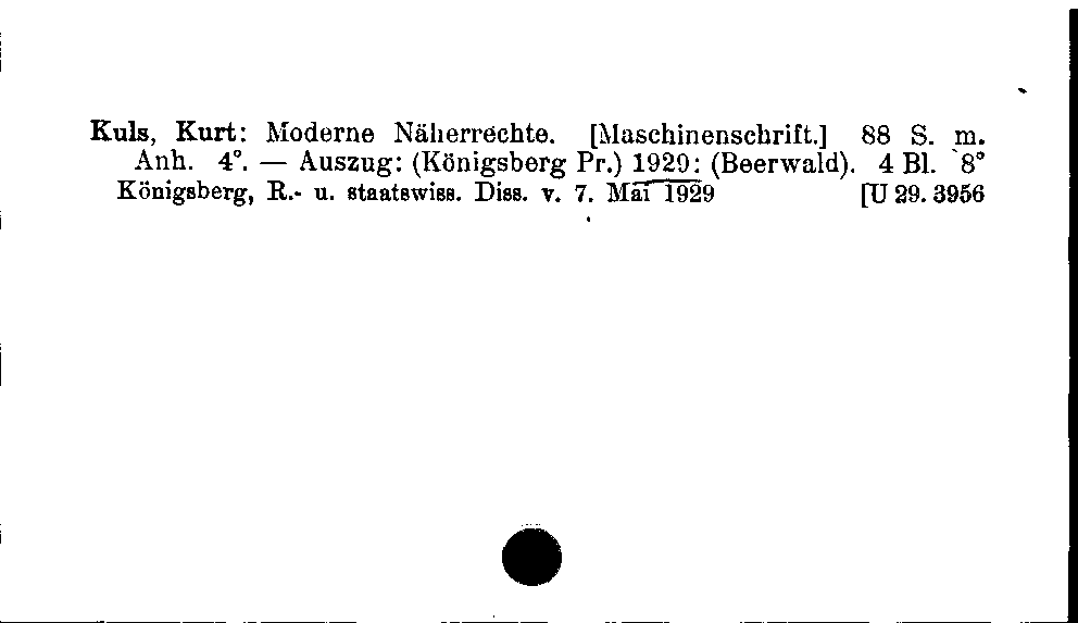 [Katalogkarte Dissertationenkatalog bis 1980]