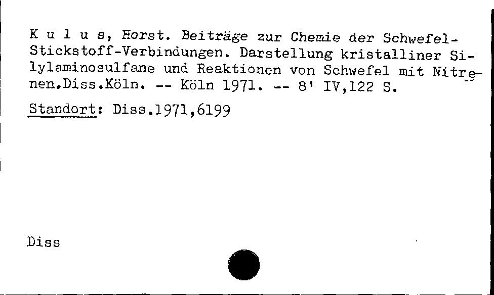 [Katalogkarte Dissertationenkatalog bis 1980]