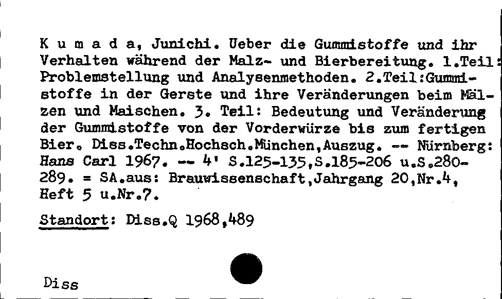 [Katalogkarte Dissertationenkatalog bis 1980]