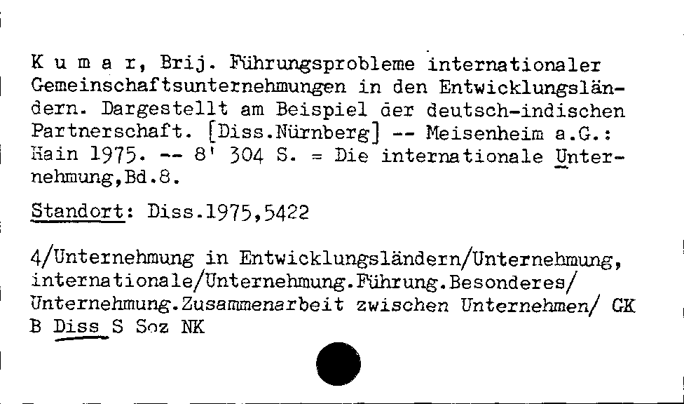 [Katalogkarte Dissertationenkatalog bis 1980]