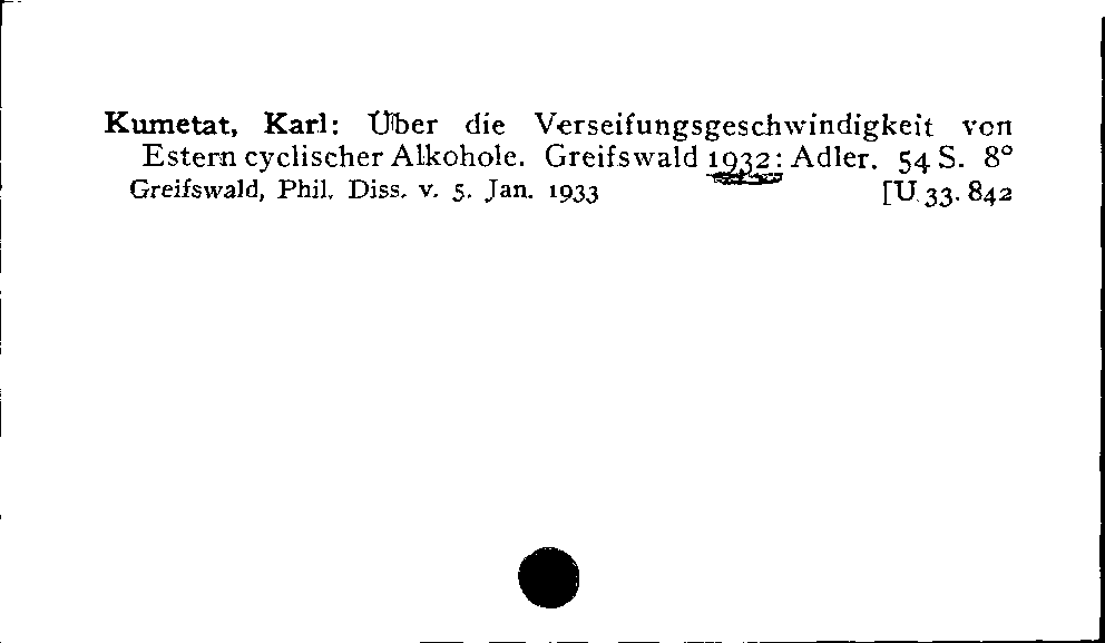 [Katalogkarte Dissertationenkatalog bis 1980]