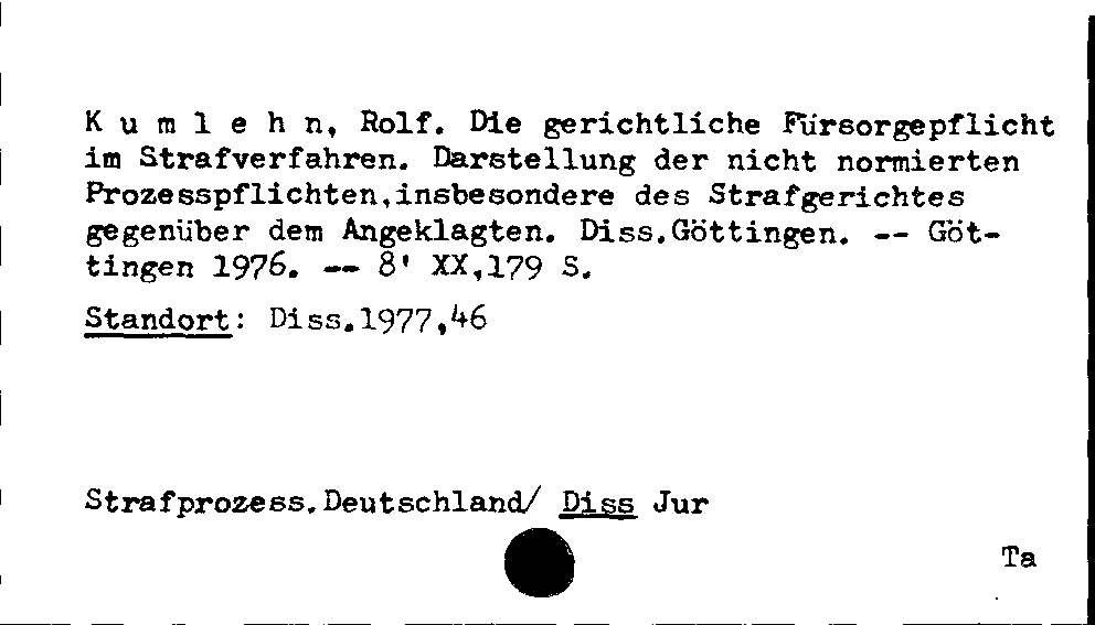 [Katalogkarte Dissertationenkatalog bis 1980]