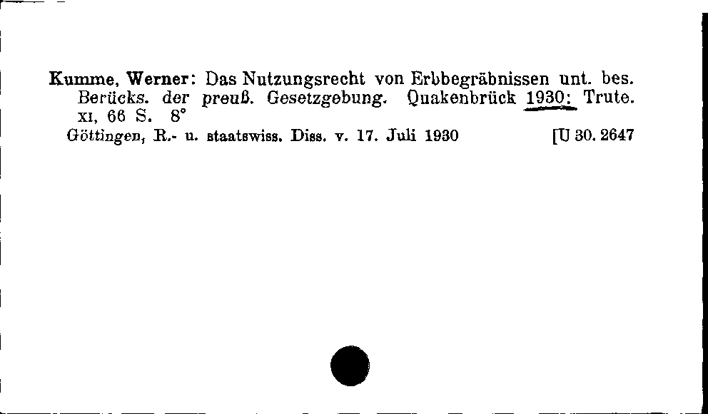 [Katalogkarte Dissertationenkatalog bis 1980]