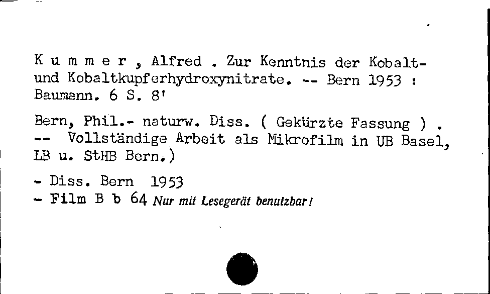 [Katalogkarte Dissertationenkatalog bis 1980]