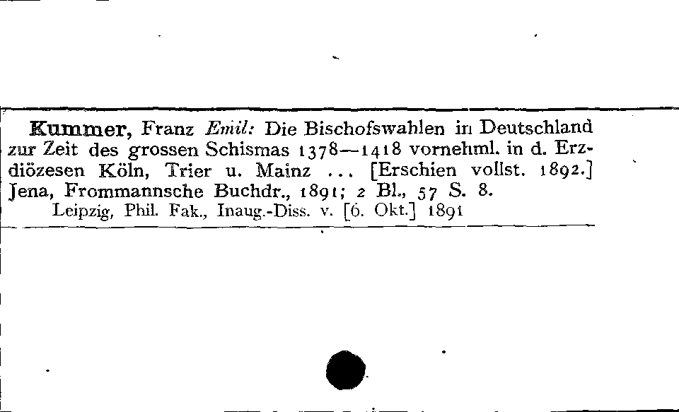 [Katalogkarte Dissertationenkatalog bis 1980]