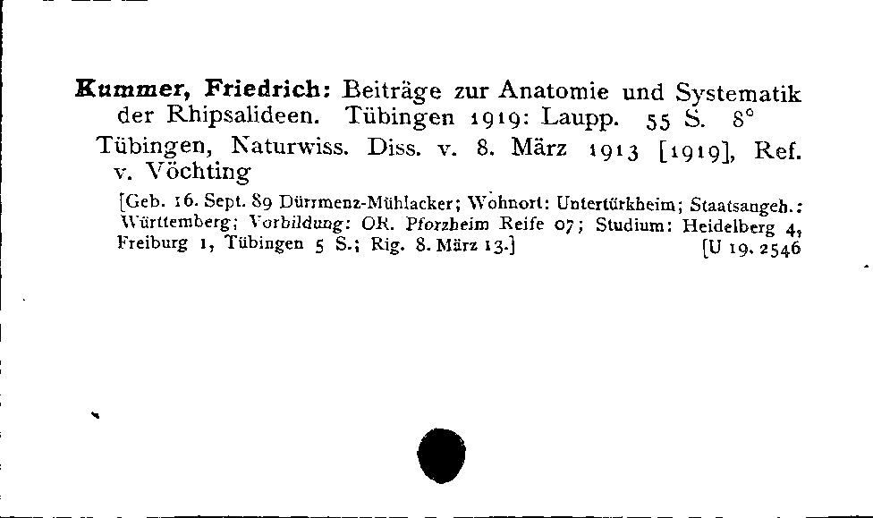 [Katalogkarte Dissertationenkatalog bis 1980]