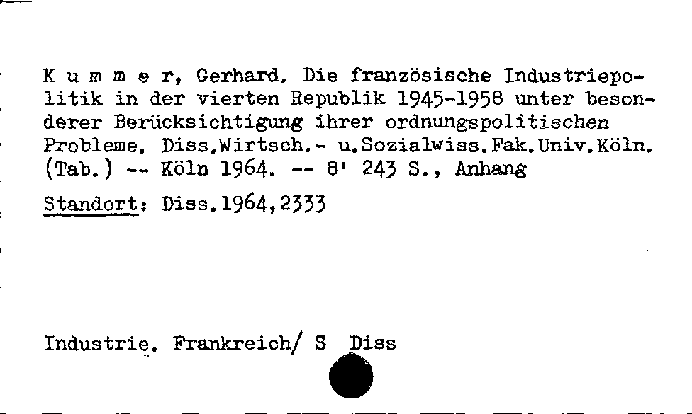 [Katalogkarte Dissertationenkatalog bis 1980]